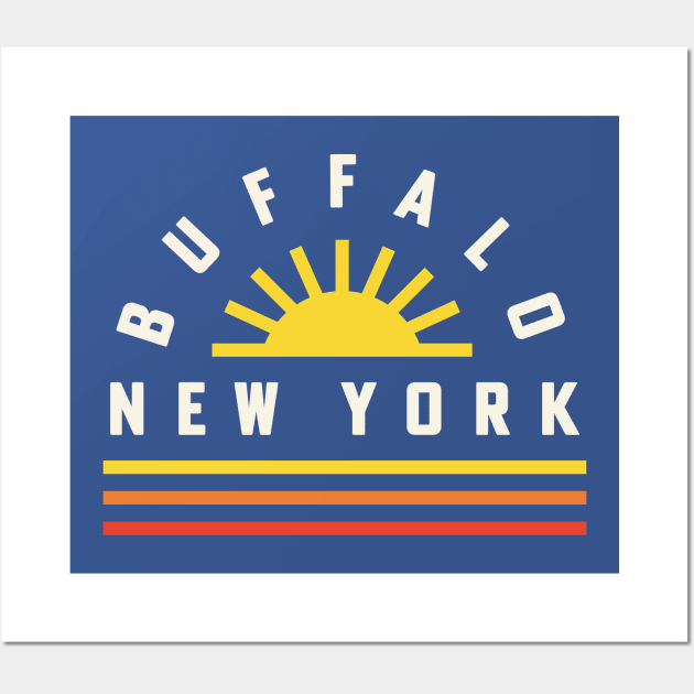 Buffalo NY Retro Vintage Stripes Sunshine Wall Art by PodDesignShop